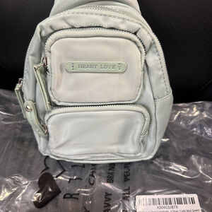 HEART LOVE Chest-Crossbody Bag w/Adjustable Strap Light Mint Green